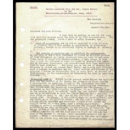 Letter to Secretaries from Rev. James Buller