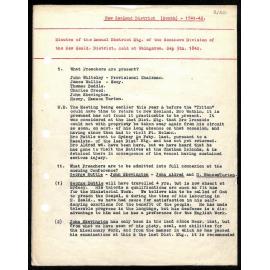 Minutes of Annual District Meeting Southern Division of New Zealand 1841-1842, to Secretaries from John Whiteley and James Wallis