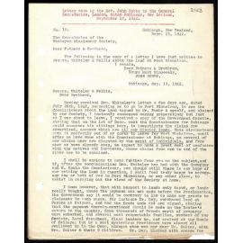 Letter to General Secretaries from Rev. John Hobbs