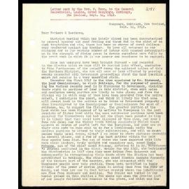 Letter to General Secretaries from Rev. W. Woon