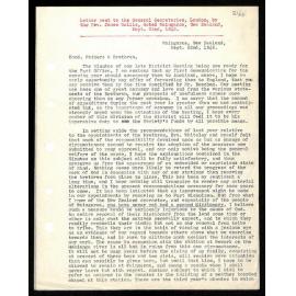 Letter to General Secretaries from Rev. James Wallis