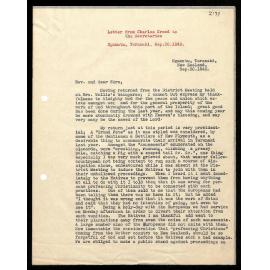 Letter to Secretaries from Rev. C. Creed
