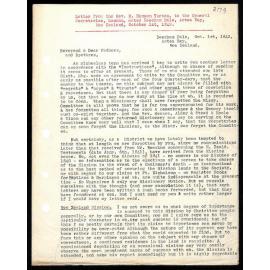 Letter to General Secretaries from Rev. H. Hanson Turton
