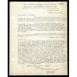Letter to Secretaries from Messrs. Hobbs, Woon and Warren
