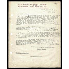 Letter to Rev. J. Beecham from Rev. G. Smales