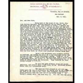 Letter to Secretaries from Rev. W. Woon