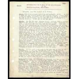 Journal extracts to Secretaries from Rev. J. Watkin