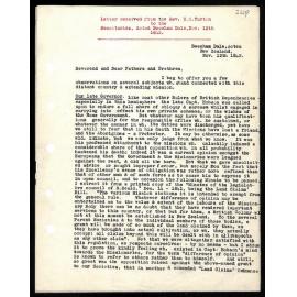 Letter to Secretaries from Rev. H. H. Turton