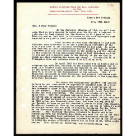 Letter to Secretaries from Rev. J. Wallis