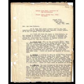 Letter to Secretaries from Samuel Ironside