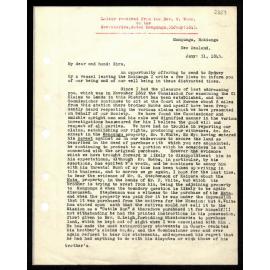 Letter to Secretaries from Rev. W. Woon