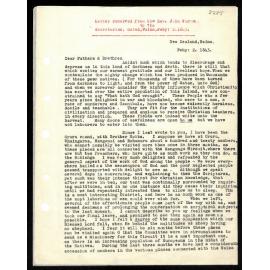 Letter to Secretaries from Rev. John Warren
