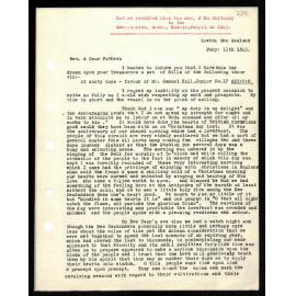 Letter to Secretaries from Rev. John Whiteley