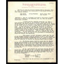 Minutes of Special District Meeting, to Secretaries from John Hobbs and Willm. Woon