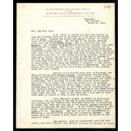 Letter to Secretary from Rev. W. Woon