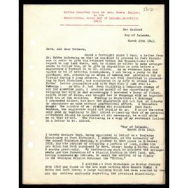 Letter to Secretaries from Rev. James Buller
