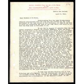 Letter to Secretaries from Rev. John Hobbs