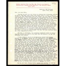 Letter to General Secretaries from Rev. Wm. Woon