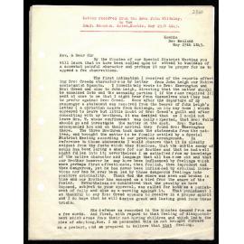 Letter to Rev. J. Beecham from Rev. John Whiteley