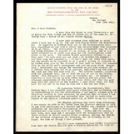 Letter to Secretaries from Rev. J. Whiteley