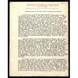 Letter to Secretaries from Rev. J. Whiteley “Observations on Collision at Wairau”