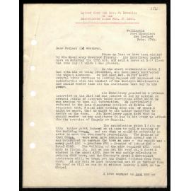 Letter to Secretaries from S. Ironside