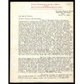 Letter to Secretaries from Rev. W. Woon