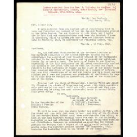 Letter to Rev. J. Beecham and General Secretaries from Rev. J. Whiteley