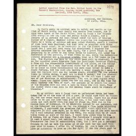 Letter to General Secretaries from Rev. Walter Lawry