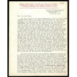 Letter to General Secretaries from Rev. Wm. Woon