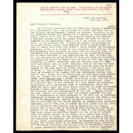Letter to General Secretaries from Rev. John Warren