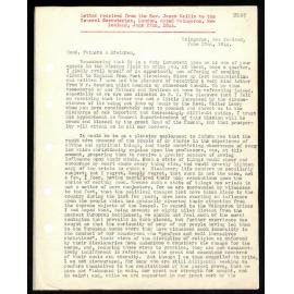 Letter to General Secretaries from Rev. James Wallis