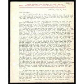 Letter to General Secretaries from Rev. W. Lawry