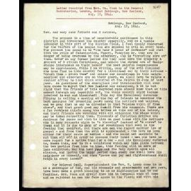 Letter to General Secretaries from Rev. Wm. Woon