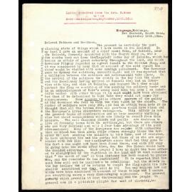 Letter to Secretaries from Rev. W. Woon