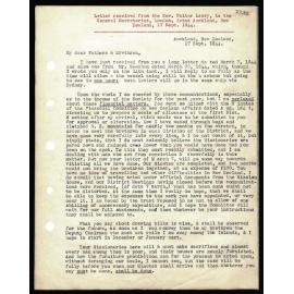 Letter to General Secretaries from Rev. Walter Lawry