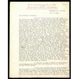 Letter to Secretaries from Rev. J. Hobbs