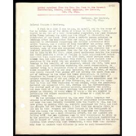 Letter to General Secretaries from Rev. W. Woon