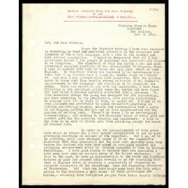 Letter to Secretaries from Rev. H. Lawry