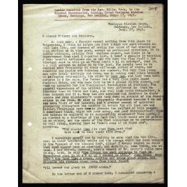 Letter to General Secretaries from Rev. W. Woon