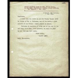Letter to General Treasurers from Rev. Walter Lawry