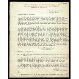Letter to General Secretaries from Rev. Walter Lawry