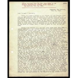 Letter to General Secretaries from Rev. John Hobbs