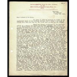 Letter to Secretaries from Rev. J. Hobbs