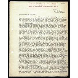 Letter to Secretaries from Rev. J. Warren