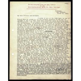 Letter to Secretaries from Rev. W. Woon