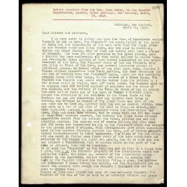 Letter to General Secretaries from Rev. John Hobbs