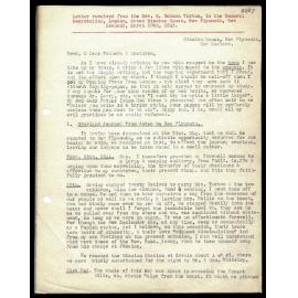 Letter to General Secretaries from Rev. H. Hanson Turton