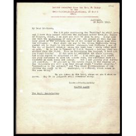 Letter to General Secretaries from Rev. W. Lawry