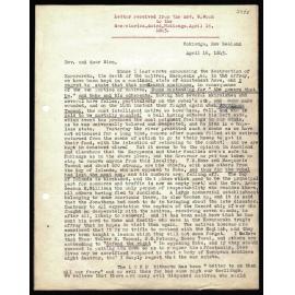 Letter to Secretaries from Rev. W. Woon